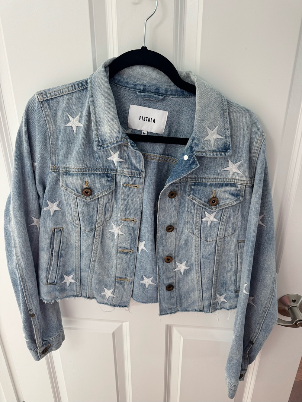 pistola Light Blue Denim Star Print Jean Jacket - Picture 4 of 4